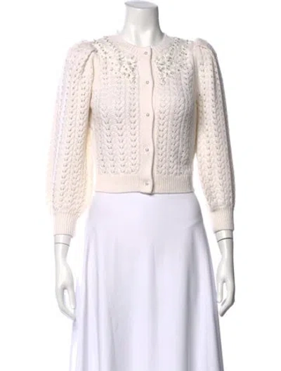 Pre-owned Alice And Olivia Wool Crew Neck Sweater W/ Tags In White