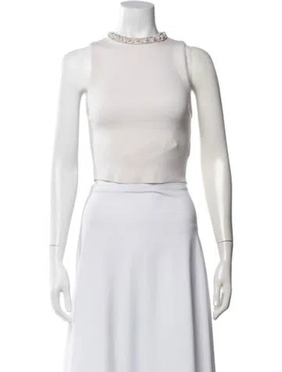 Pre-owned Alice And Olivia Wool Crew Neck Sweater In White