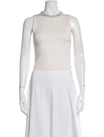 Pre-owned Alice And Olivia Wool Crew Neck Sweater In White
