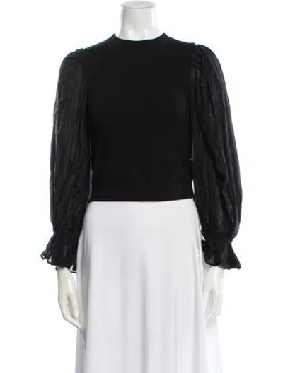 Pre-owned Alice And Olivia Wool Crew Neck Top In Black