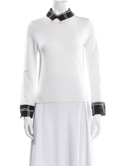 Pre-owned Alice And Olivia Wool Crew Neck Top In White