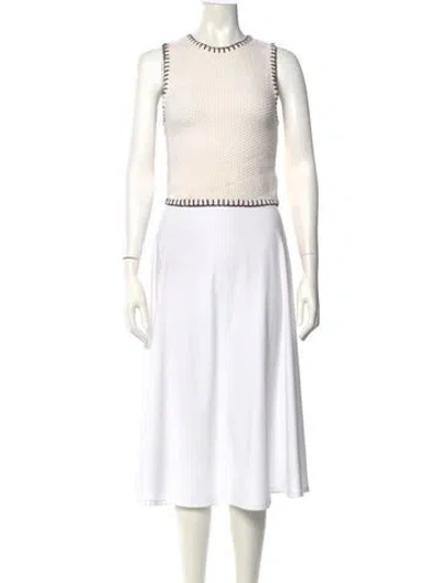 Pre-owned Alice And Olivia Wool Crew Neck Top In White