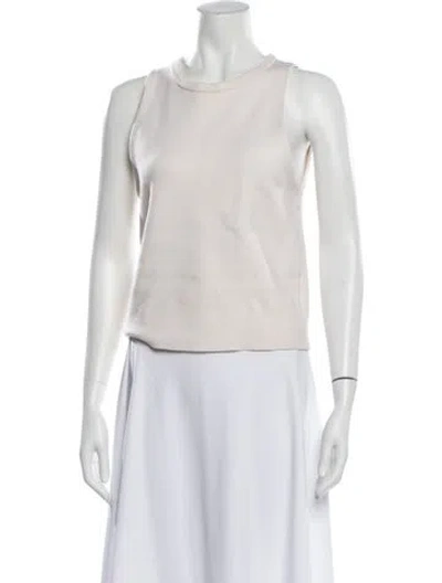 Pre-owned Alice And Olivia Wool Crew Neck Top In White