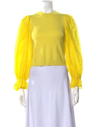 Pre-owned Alice And Olivia Wool Crew Neck Top In Yellow