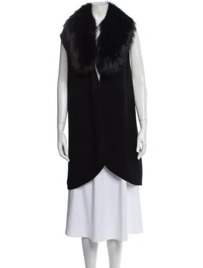 Pre-owned Alice And Olivia Wool Faux Fur Coat In Black