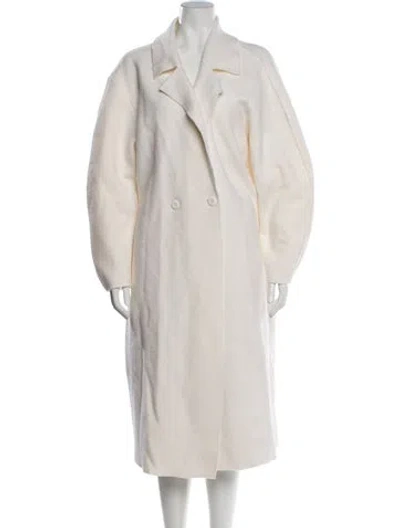 Pre-owned Alice And Olivia Wool Faux Fur Coat In Neutral