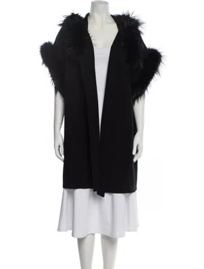 Pre-owned Alice And Olivia Wool Faux Fur Jacket In Black