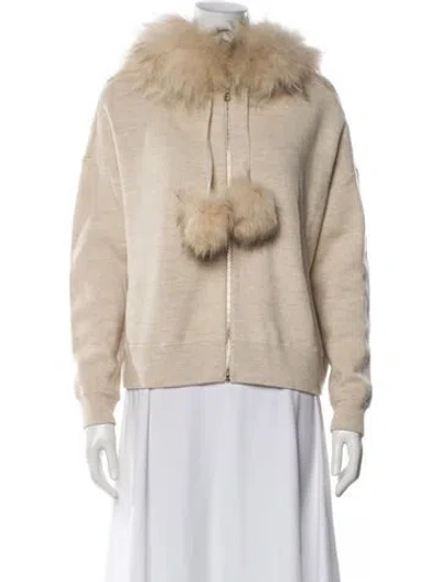 Pre-owned Alice And Olivia Wool Faux Fur Jacket In Neutral