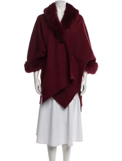 Pre-owned Alice And Olivia Wool Faux Fur Vest W/ Tags In Burgundy