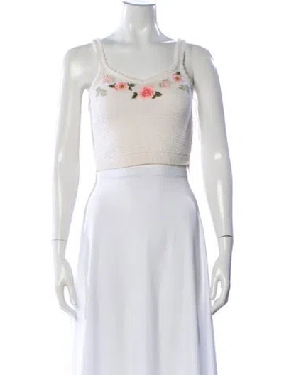 Pre-owned Alice And Olivia Wool Floral Print Crop Top In Gray