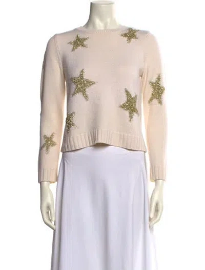 Pre-owned Alice And Olivia Wool Floral Print Sweater In Neutral