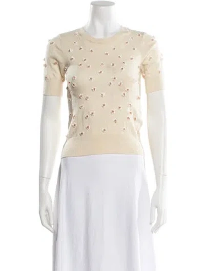 Pre-owned Alice And Olivia Wool Floral Print Sweater In Neutral