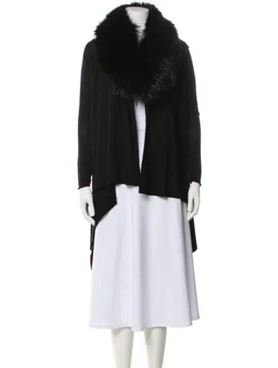 Pre-owned Alice And Olivia Wool Fur Coat In Black