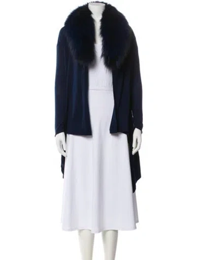 Pre-owned Alice And Olivia Wool Fur Coat In Blue