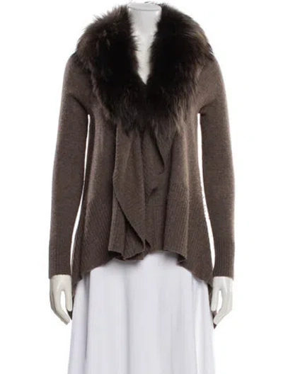Pre-owned Alice And Olivia Wool Fur Coat In Brown