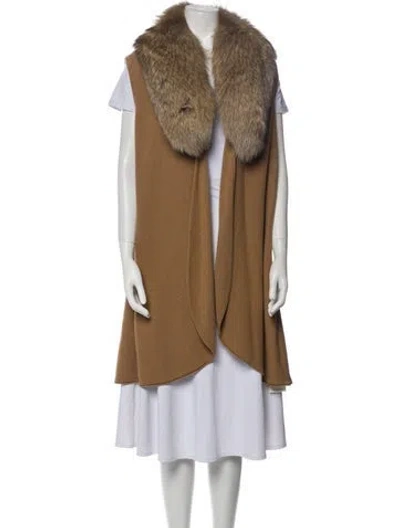 Pre-owned Alice And Olivia Wool Fur Coat In Brown