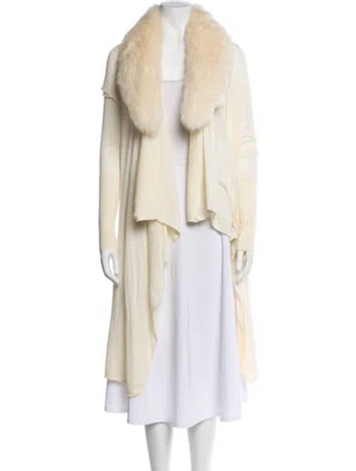 Pre-owned Alice And Olivia Wool Fur Jacket In Neutral