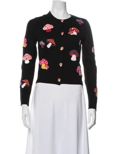 Pre-owned Alice And Olivia Wool Graphic Print Jacket In Black