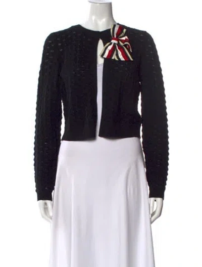 Pre-owned Alice And Olivia Wool Graphic Print Sweater In Black