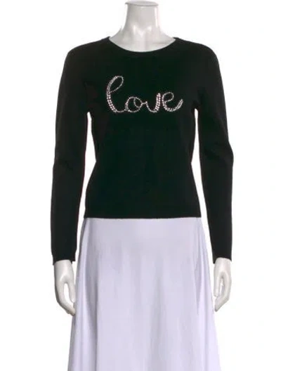 Pre-owned Alice And Olivia Wool Graphic Print Sweater In Black