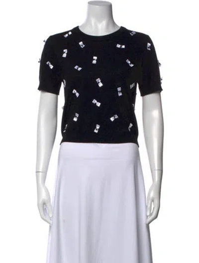 Pre-owned Alice And Olivia Wool Graphic Print Sweater In Black