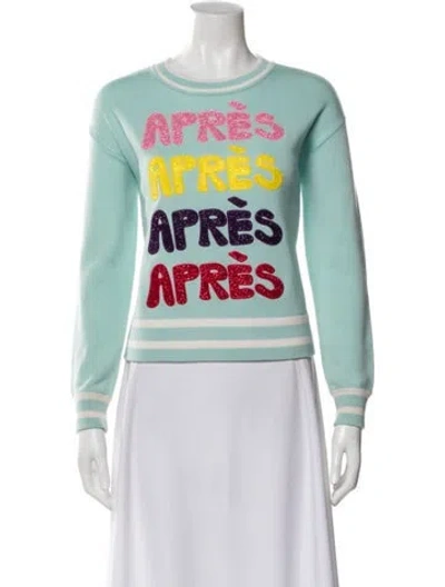 Pre-owned Alice And Olivia Wool Graphic Print Sweater In Blue