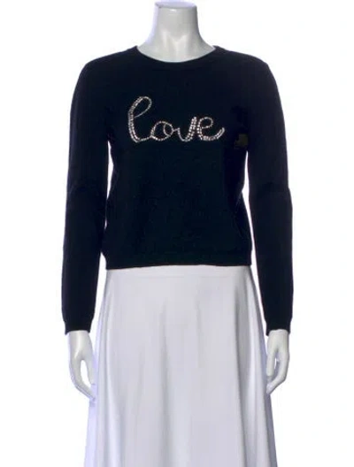 Pre-owned Alice And Olivia Wool Graphic Print Sweater In Blue