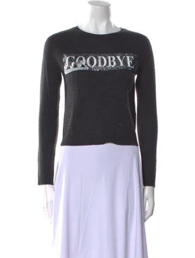 Pre-owned Alice And Olivia Wool Graphic Print Sweater In Gray