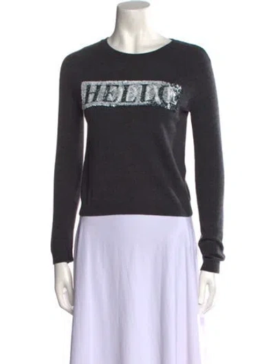 Pre-owned Alice And Olivia Wool Graphic Print Sweater In Gray