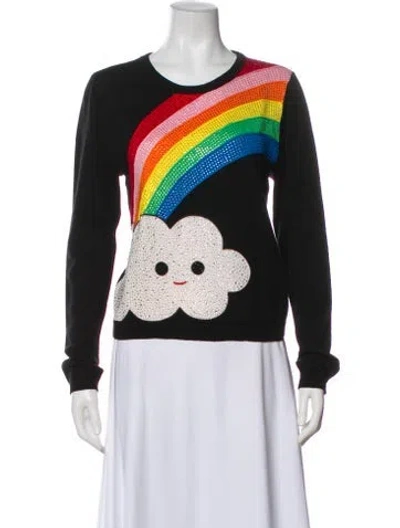 Pre-owned Alice And Olivia Wool Graphic Print Sweater In Gray