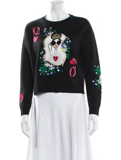 Pre-owned Alice And Olivia Wool Graphic Print Sweater In Gray
