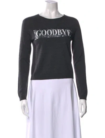 Pre-owned Alice And Olivia Wool Graphic Print Sweater In Gray