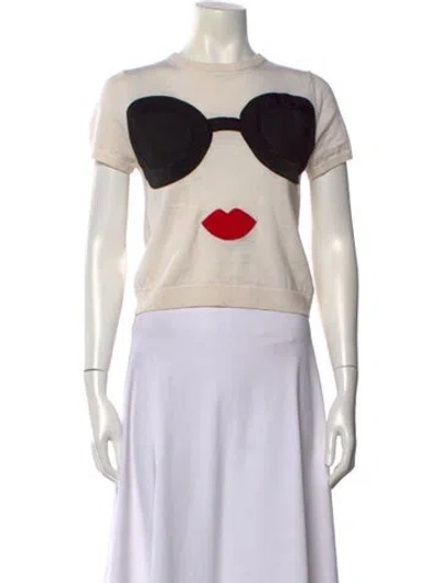 Pre-owned Alice And Olivia Wool Graphic Print Sweater In Neutral