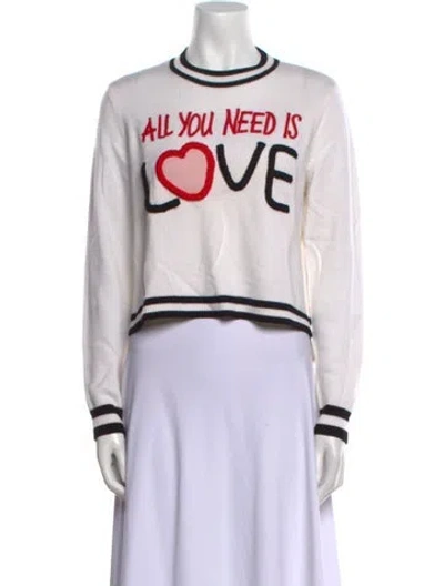 Pre-owned Alice And Olivia Wool Graphic Print Sweater In Neutral