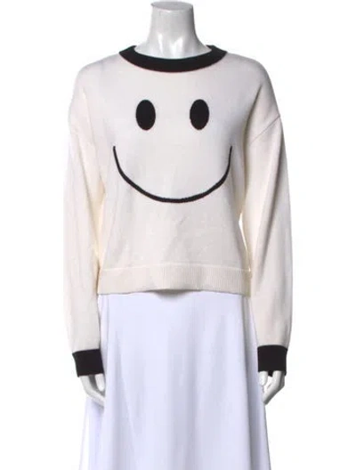 Pre-owned Alice And Olivia Wool Graphic Print Sweater In Neutral