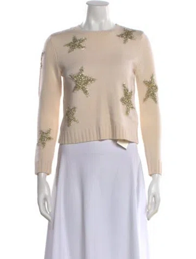 Pre-owned Alice And Olivia Wool Graphic Print Sweater In Neutral