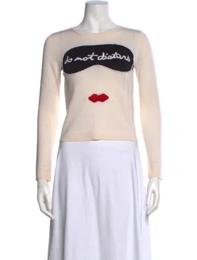 Pre-owned Alice And Olivia Wool Graphic Print Sweater In Neutral