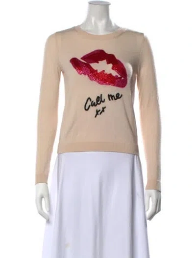 Pre-owned Alice And Olivia Wool Graphic Print Sweater In Neutrals
