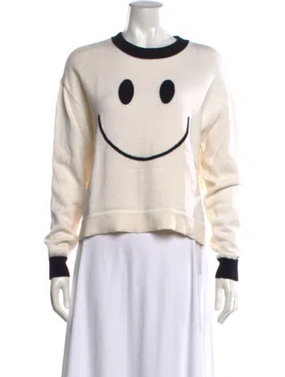 Pre-owned Alice And Olivia Wool Graphic Print Sweater In Neutrals