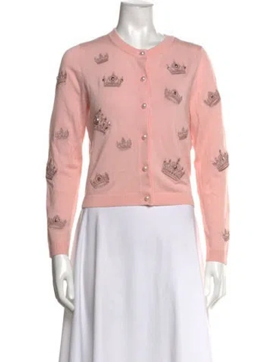 Pre-owned Alice And Olivia Wool Graphic Print Sweater In Pink
