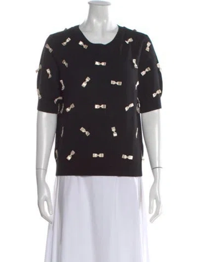 Pre-owned Alice And Olivia Wool Graphic Print Sweater W/ Tags In Black