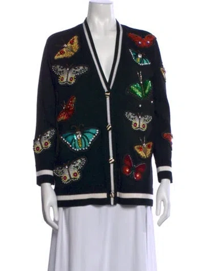 Pre-owned Alice And Olivia Wool Graphic Print Sweater W/ Tags In Black