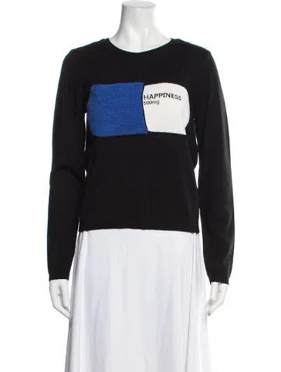 Pre-owned Alice And Olivia Wool Graphic Print Sweater W/ Tags In Black