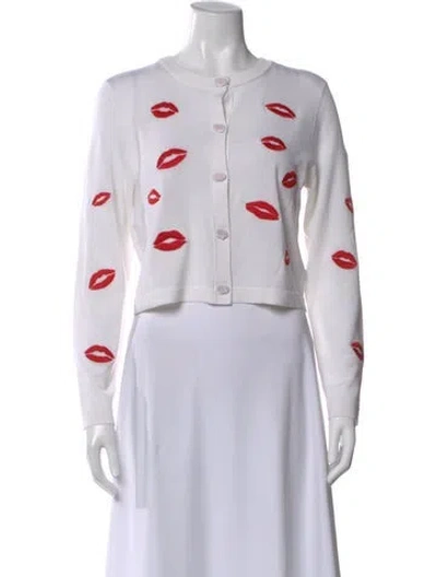 Pre-owned Alice And Olivia Wool Graphic Print Sweater W/ Tags In Neutral