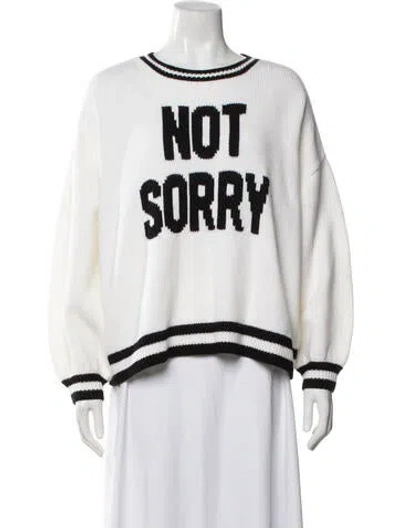 Pre-owned Alice And Olivia Wool Graphic Print Sweater W/ Tags In White