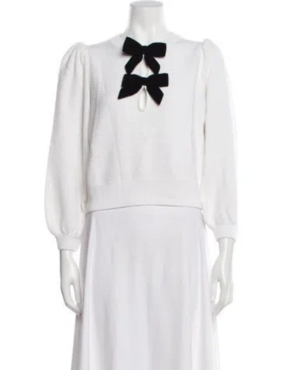 Pre-owned Alice And Olivia Wool Graphic Print Sweater In White