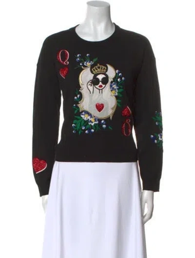 Pre-owned Alice And Olivia Wool Graphic Print Sweatshirt