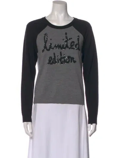 Pre-owned Alice And Olivia Wool Graphic Print Top In Black