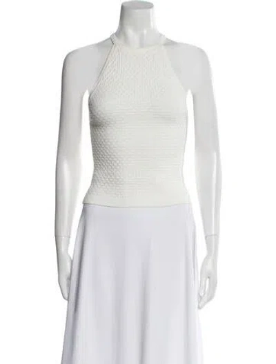 Pre-owned Alice And Olivia Wool Halterneck Crop Top In White