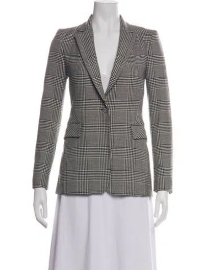 Pre-owned Alice And Olivia Wool Houndstooth Print Blazer In Multicolor